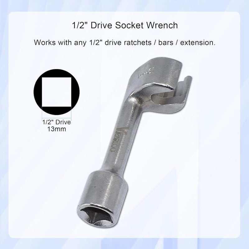 Yuesstloo 1/2" Dr Injection Line Socket Wrench Set, 6pc 12pt Diesel Fuel Line Socket Set, L-Type Injection Line Socket with 12 14 16 17 18 19mm Wrenches, Fuel Line Dismantling Removal Tool - Image 4